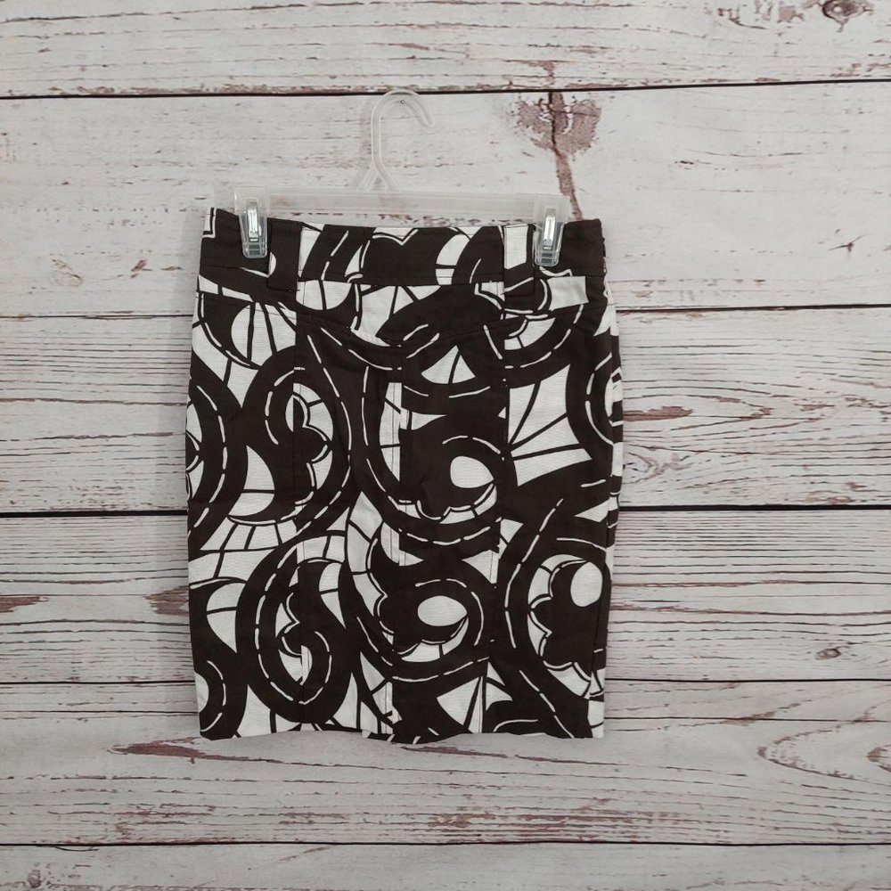 CLOSING SALE DVF Abstract Pencil Skirt Brown/Whit…